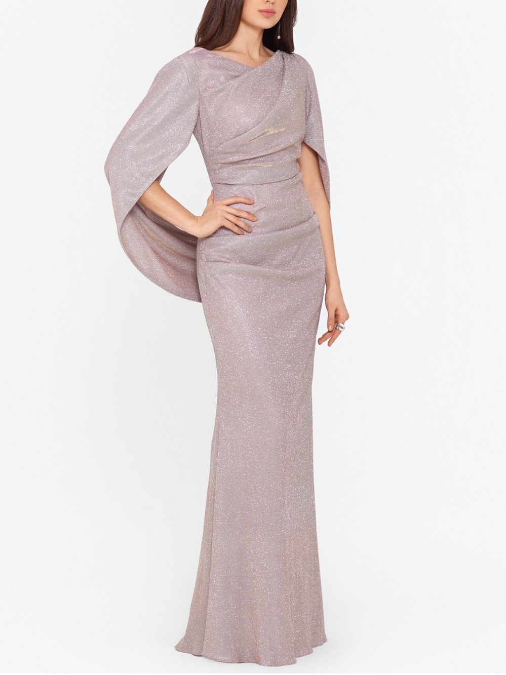 Betsy & Adam Glitter Rose Pink Evening Gown - Picture 4 of 6
